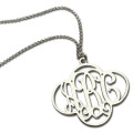 Personalised cut-out clover monogram necklace in sterling silver