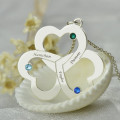 Triple Heart Shamrocks Name Necklace Personalised triple heart shamrocks necklace with name engraving