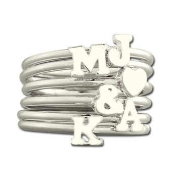 Stackable Midi Initial Ring Sterling Silver Stackable Midi Initial Ring Sterling Silver