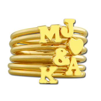 Stackable Initial Ring 18ct Gold Plated Stackable Initial Ring 18ct Gold Plated