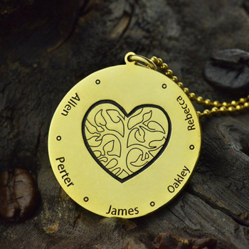 Heart Family Tree Necklace in 18ct Gold Plating Heart Family Tree Necklace in 18ct Gold Plating