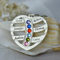 Personalised heart necklace with names and birthstones