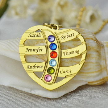 Mothers Necklace With Children Names Birthstones 18ct Gold Plated Mothers Necklace With Children Names Birthstones 18ct Gold Plated