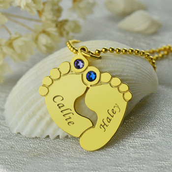 Birthstone Baby Feet Charm Pendant 18ct Gold Plated Birthstone Baby Feet Charm Pendant 18ct Gold Plated