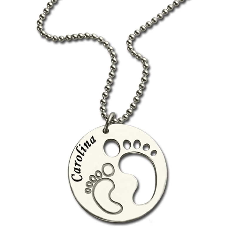 Baby Footprint Name Pendant Personalised baby footprint name pendant necklace