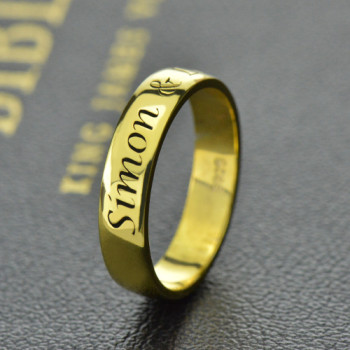 Engraved Promise Name Ring 18ct Gold Plated Engraved Promise Name Ring 18ct Gold Plated