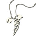 Angel Wing Necklace Detail Personalised girls angel wing necklace with heart and initial charms