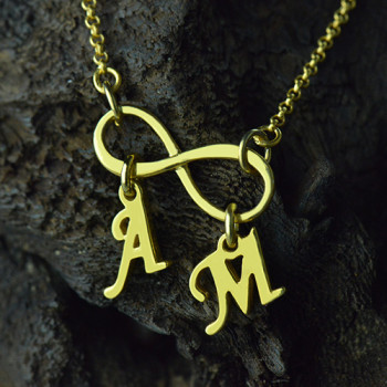 Infinity Pendant Double Initial 18ct Gold Plated Infinity Pendant Double Initial 18ct Gold Plated