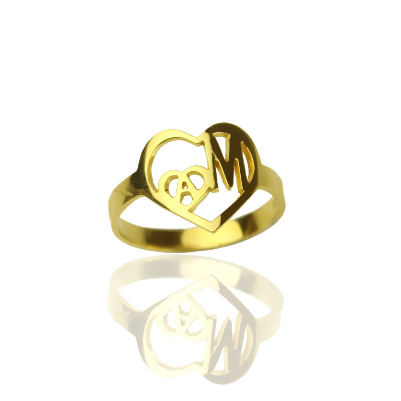 Personalised Heart in Heart Double Initial Ring product image