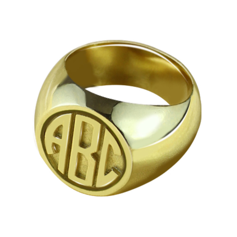 Custom block monogram signet ring product view