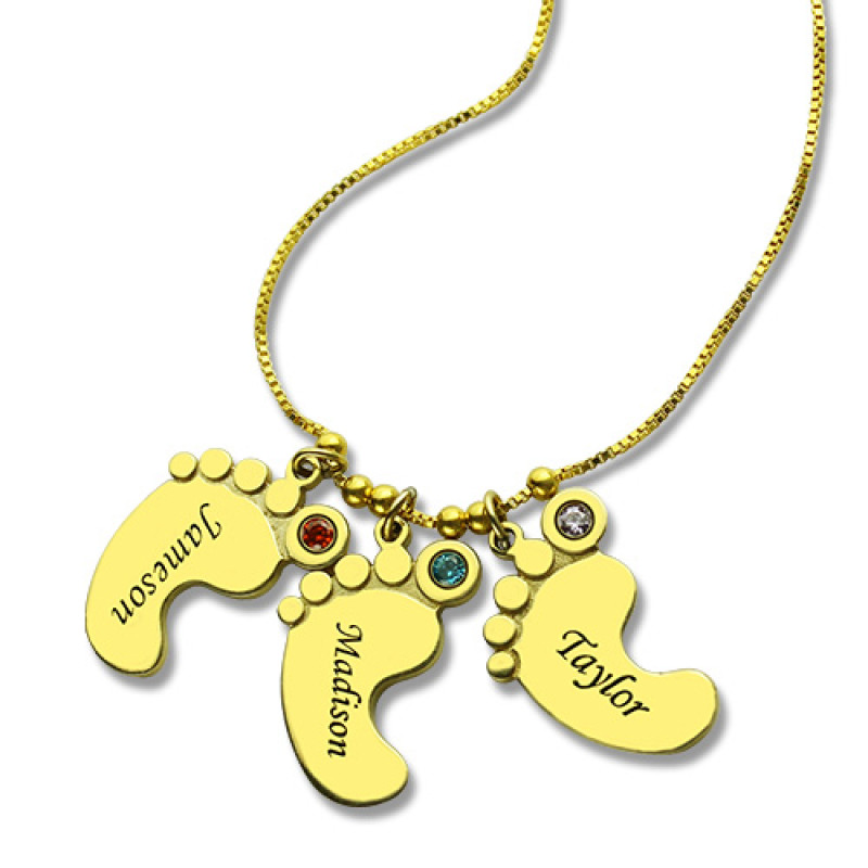Baby Feet Mother Pendant Necklace Personalised mother pendant necklace with three baby feet