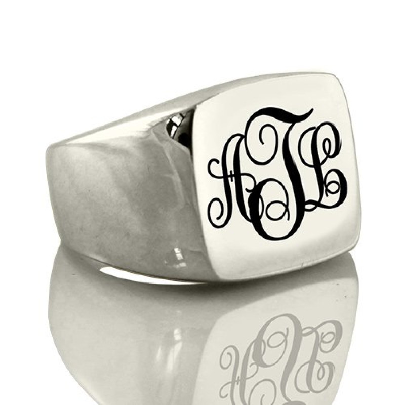 Personalised Sterling Silver Monogram Signet Ring Personalised sterling silver monogram signet ring