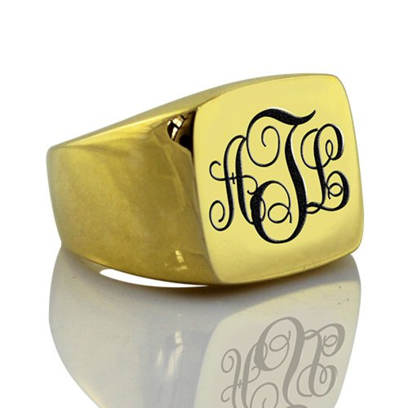 Custom monogram signet ring product view