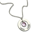 Personalised circle name pendant with birthstone