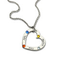 Personalised mother heart necklace with names and birthstones