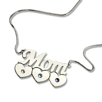 Mother Necklace With Children Birthstone Silver Mother Necklace With Children Birthstone Silver