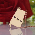 Alabama Heart Location Necklace Alabama state necklace with personalised heart location detail