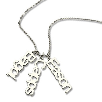 Customised Vertical Multi Names Necklace Sterling Silver Customised Vertical Multi Names Necklace Sterling Silver