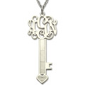Personalised sterling silver key necklace with monogram pendant