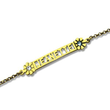 Personalised Birthstone Name Bracelet for Her 18ct Gold Plated Personalised Birthstone Name Bracelet for Her 18ct Gold Plated