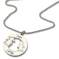 Engraved Children’s Name Circle Necklace - Gallery View Personalised circle necklace with engraved children’s name charms, gallery image