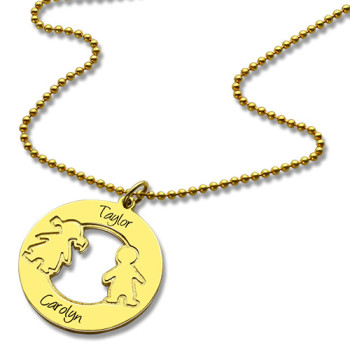 Circle Necklace Engraved Children Name Charms 18ct Gold Plated Silver925 Circle Necklace Engraved Children Name Charms 18ct Gold Plated Silver925