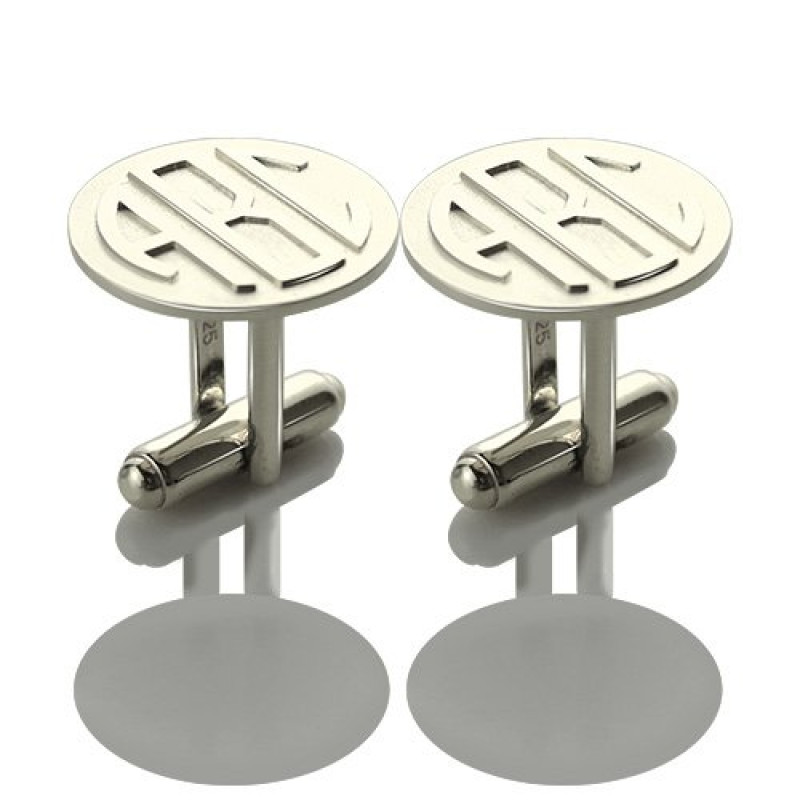 Personalised men's block monogram cufflinks, gallery view