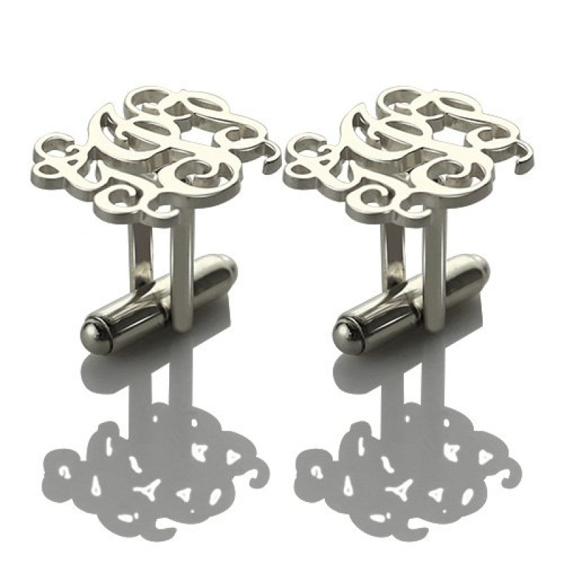 Personalised Script Monogram Cufflinks Personalised three-initial script monogram cufflinks