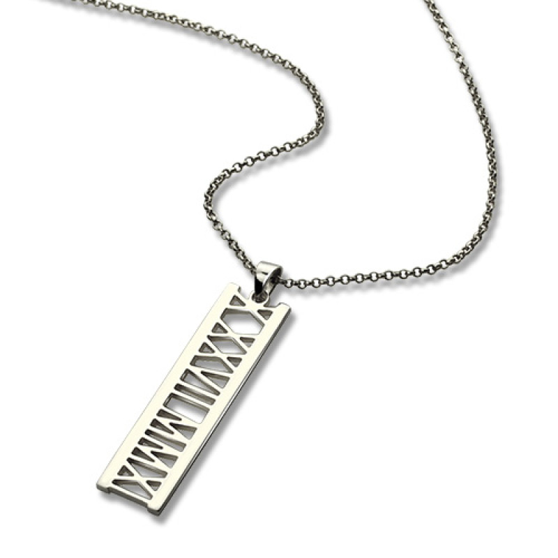 Personalised Roman numeral date necklace gallery image