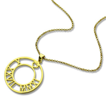 18ct Gold Plated Roman Numeral Disc Necklace 18ct Gold Plated Roman Numeral Disc Necklace