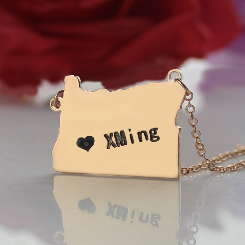 Custom state map name necklace product view