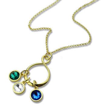 Personalised Family Infinity Necklace with Birthstones 18ct Gold Plate Personalised Family Infinity Necklace with Birthstones 18ct Gold Plate