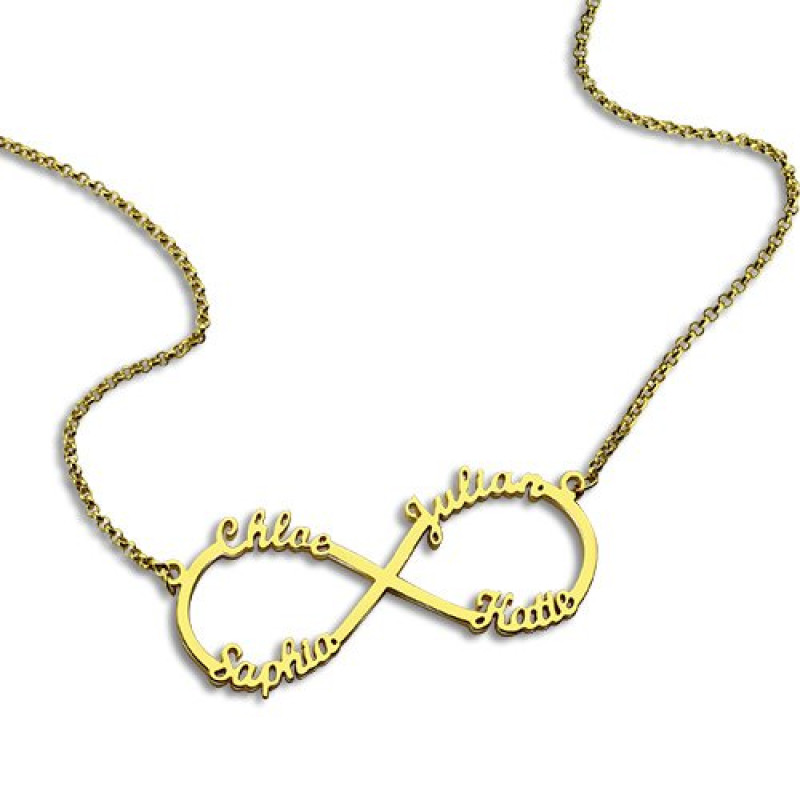 Custom Four-Name Infinity Necklace Personalised infinity necklace with up to four names