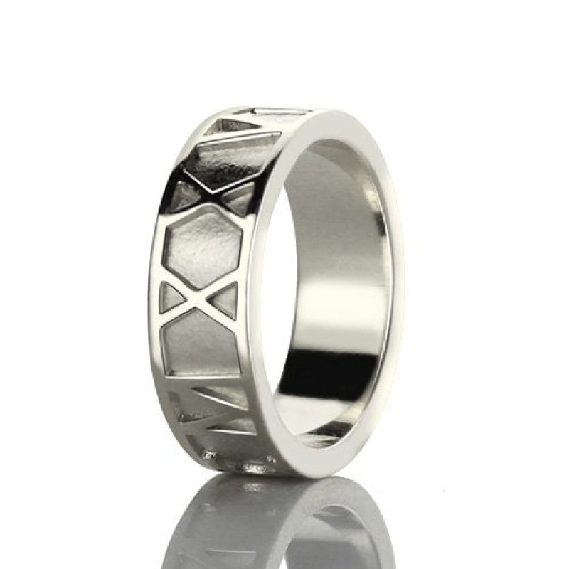 Personalised Roman numerals band ring product image