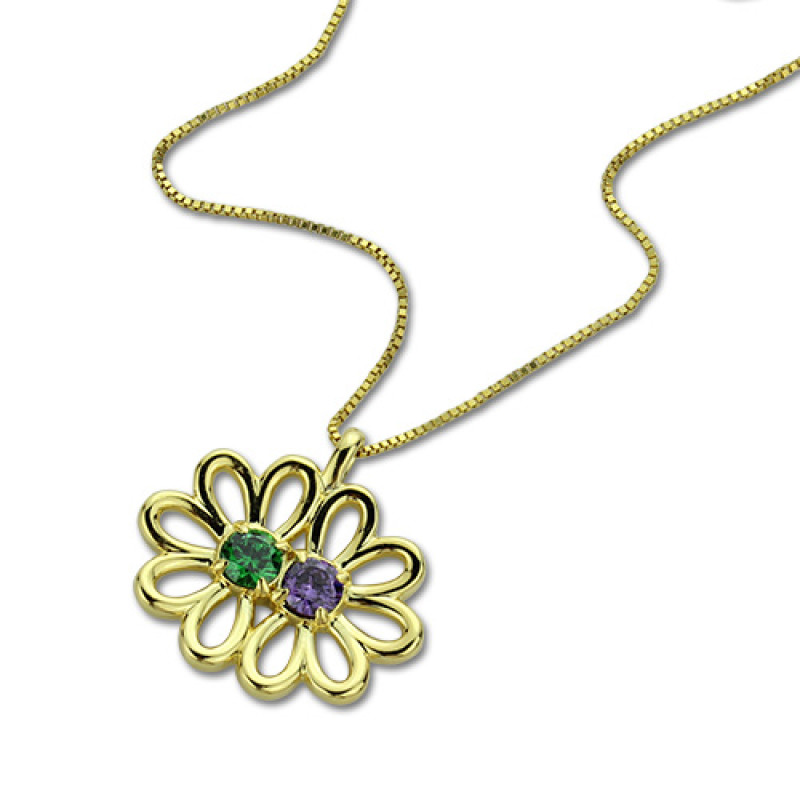 Personalised Double Flower Pendant Personalised double flower pendant with round stones