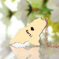 Custom Maine state-shaped heart name necklace
