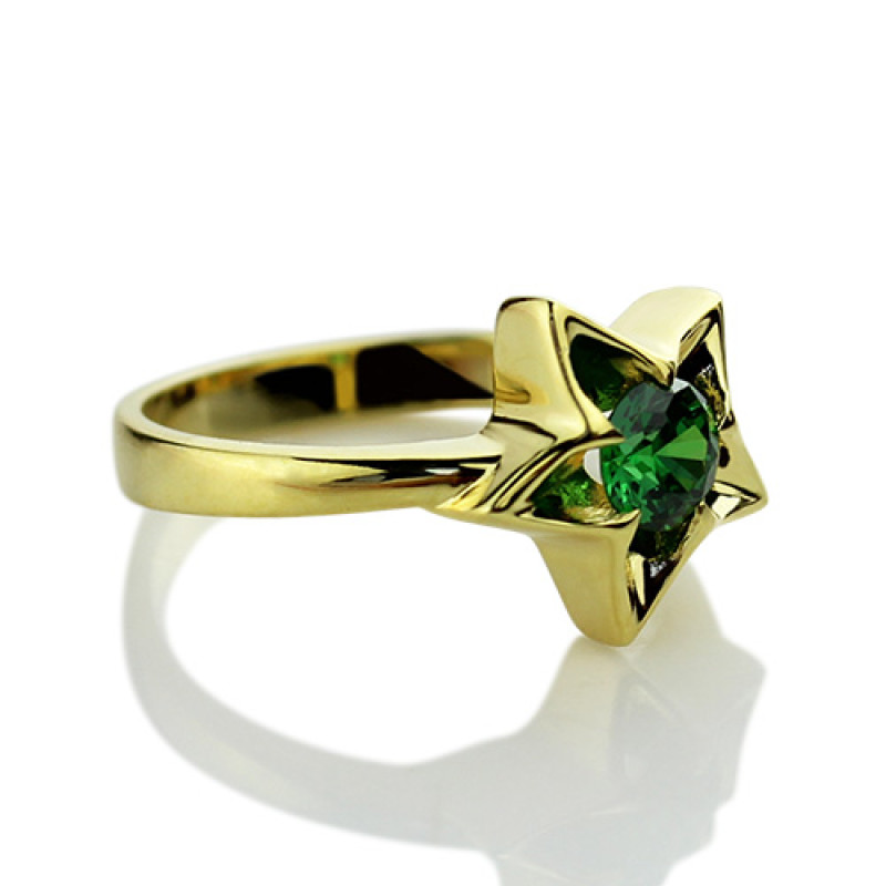 Personalised star ring with a birthstone-style stone