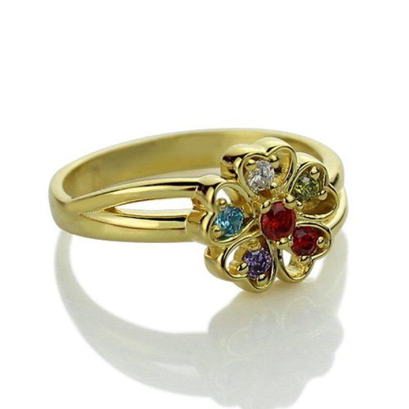 Personalised Birthstone Flower Promise Ring Personalised birthstone flower promise ring with name