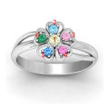 Personalised Birthstone Flower Promise Ring Personalised birthstone flower promise ring with name