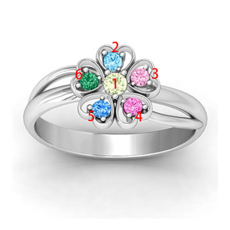 Personalised Birthstone Flower Promise Ring Personalised birthstone flower promise ring with name