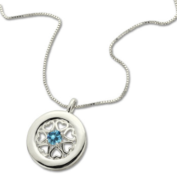 Birthstone Hearts All Around Pendant Necklace Sterling Silver Birthstone Hearts All Around Pendant Necklace Sterling Silver
