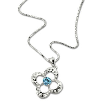 Birthstone Four Clover Good Lucky Charm Necklace Sterling Silver Birthstone Four Clover Good Lucky Charm Necklace Sterling Silver