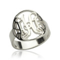 Cut-out monogram initial ring product view