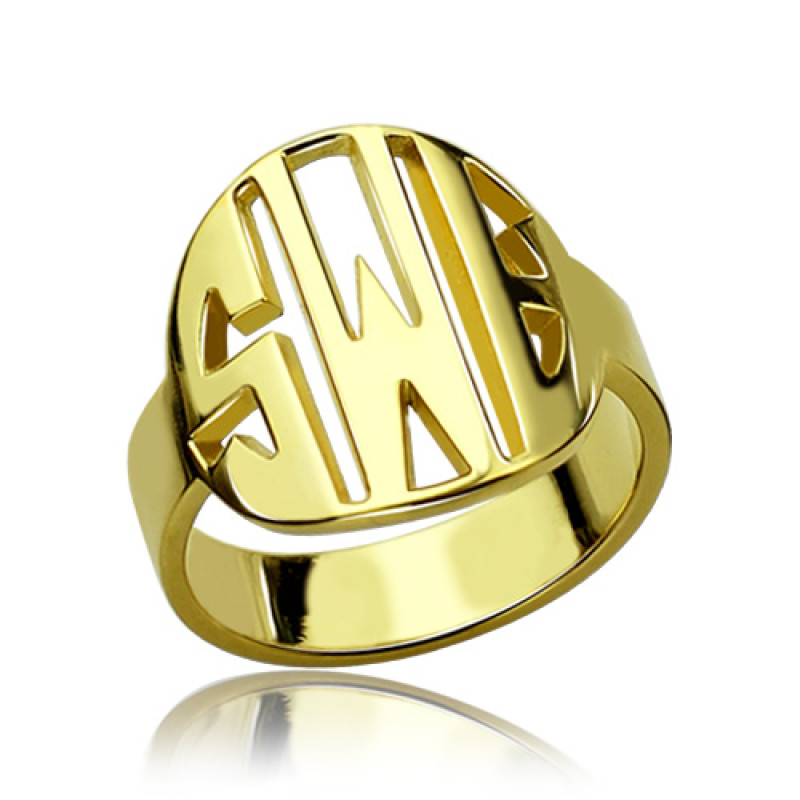 Personalised block circle monogram ring product image