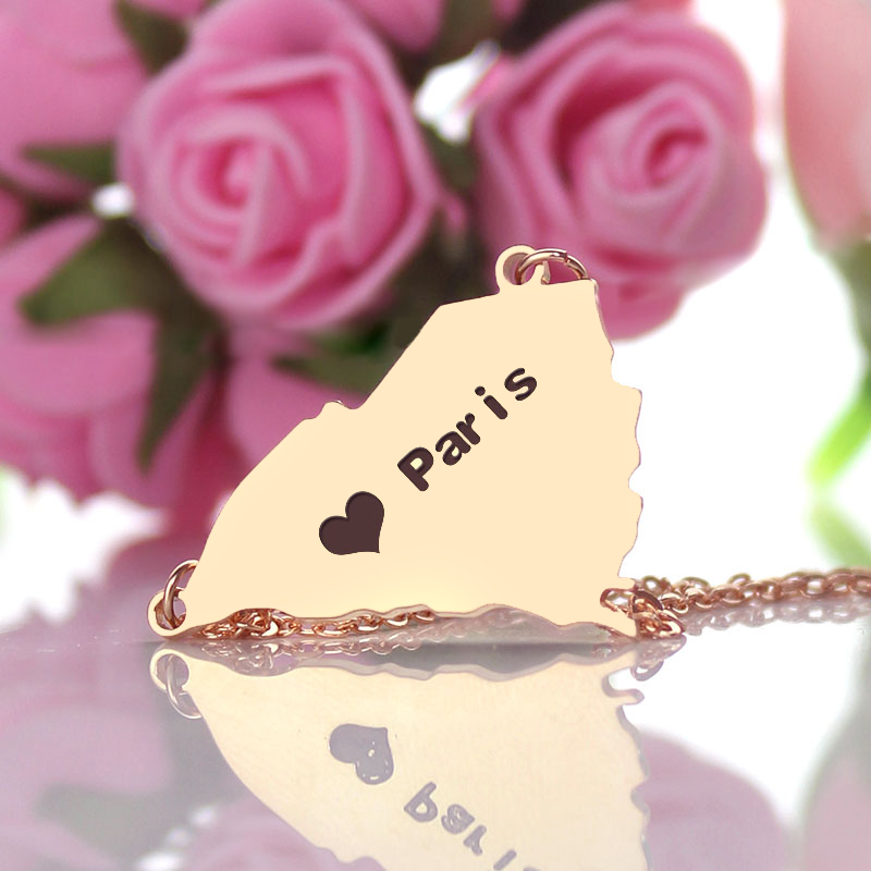 South Carolina state-shaped heart name necklace product view