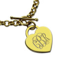 Personalised heart monogram initial charm bracelet view