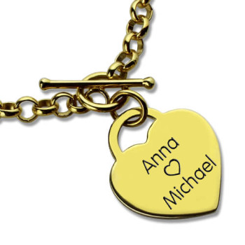 Personalised Heart Name Bracelets 18ct Gold Plated Personalised Heart Name Bracelets 18ct Gold Plated