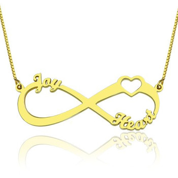 Heart Infinity Necklace 1-3 Names 18ct Gold Plated Heart Infinity Necklace 1-3 Names 18ct Gold Plated