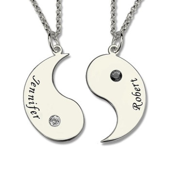 Gifts for Him Her - Yin Yang Necklace Set with Name Birthstone Gifts for Him Her - Yin Yang Necklace Set with Name Birthstone