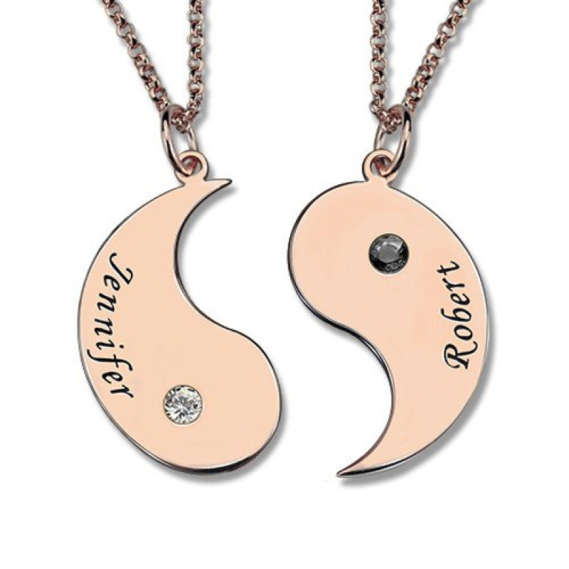 Personalised Yin Yang two-name birthstone necklace